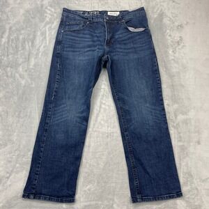 TK Axel Jeans Mens 34x30 Blue Denim Stretch Slim Fit Bootcut Leg 5-Pocket Design